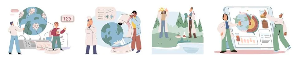 Laboratory research. The laboratory serves as testing ground for integration Stock Illustration