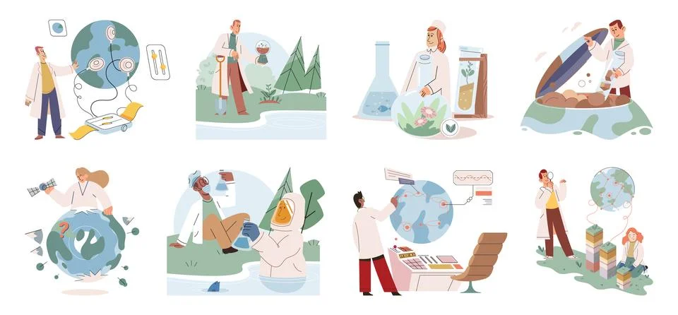 Laboratory research. Learning in lab involves hands on experimentation and Stock Illustration