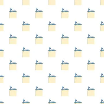 Laboratory research pattern featuring microscopes and test tubes 스톡 일러스트