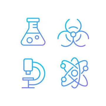 Laboratory research pixel perfect gradient linear vector icons set Stock Illustration