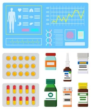 Laboratory Research Scanner with Data of Patient Stock Illustration