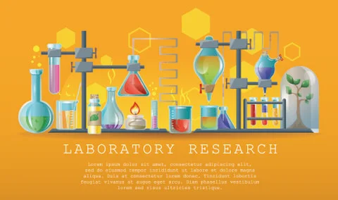 Laboratory research, testing, studies in physics, chemistry, biology. laboratory Stock Illustration