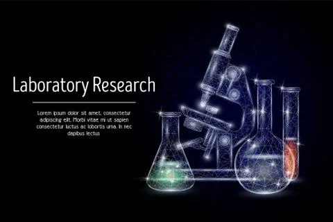 Laboratory research, vector polygonal art style illustration Stock Illustration