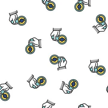 Laboratory researching genetic molecule vector seamless pattern Stock Illustration