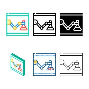 Laboratory robot color icon vector pack 库存插图