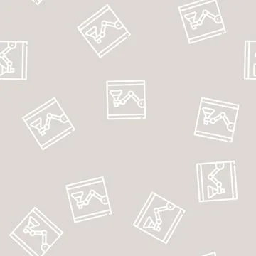 Laboratory robot line vector seamless pattern Stock Illustration