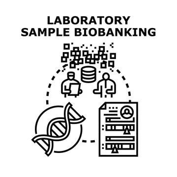 Laboratory sample biobanking process identifying genetic information Stock Illustration