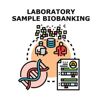 Laboratory sample biobanking process identifying genetic information Stock Illustration