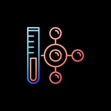 Laboratory Sample Tube and Molecule vector thin line colorful icon イラスト素材