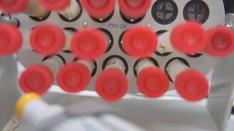 Laboratory samples mixing and turning Video stock 87804793