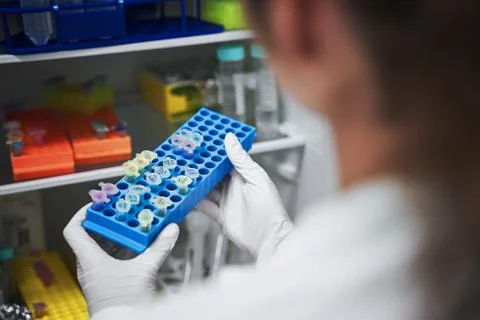 Laboratory samples in refrigerator Stock Photos