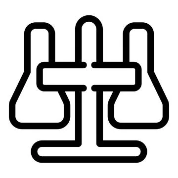 Laboratory scale comparing two flasks representing scientific research and Illustrazione stock