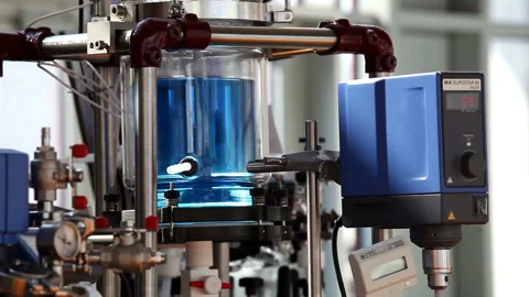 Laboratory scale process plant for batch wise mixing and emulsifying Stock Footage 90858728