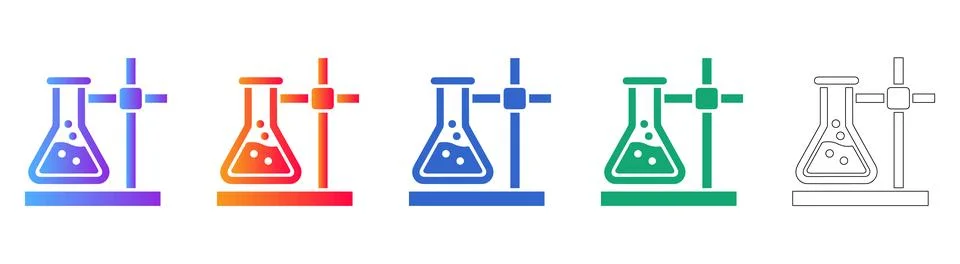 Laboratory Science Beaker Experiment Icon Set Stock Illustration