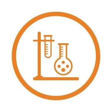 Laboratory, science, experiment icon. Orange color design. Stock Illustration