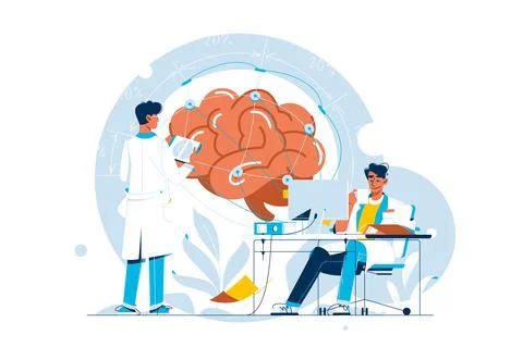 Laboratory scientist study human brain Stock Illustration