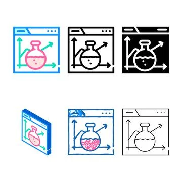 Laboratory set seo optimization color icon vector 库存插图