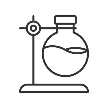 Laboratory setup icon in line design. laboratory setup, lab flask, heating Stock Illustration