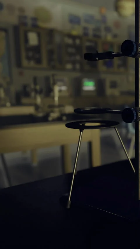 Laboratory setup with stands and equipment for experiments in school Stock Footage 332231594
