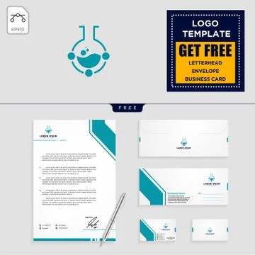 Laboratory share logo template and stationery Stock Illustration