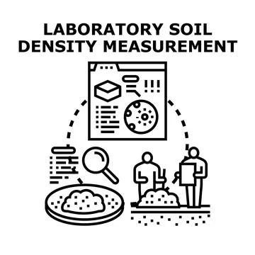 Laboratory soil density measurement analyzing ground properties Stock Illustration
