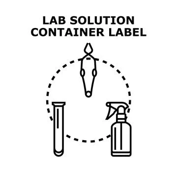 Laboratory solution container label vector icon concept Illustration