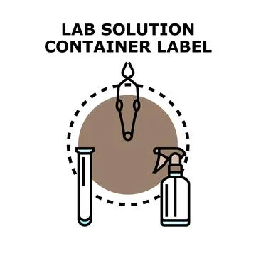 Laboratory solution container label vector icon concept Stock Illustration