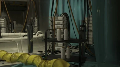 Laboratory in space. Experimental space facility with equipment racks Stock Footage 341823494