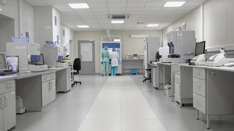 Laboratory staff at work, medical tests, clinical diagnostic facility equipment Stock Footage 89003555