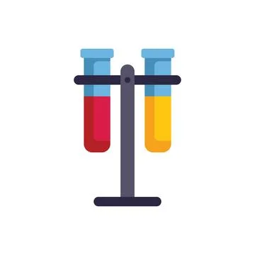 Laboratory stand holding two test tubes filled with liquid Stock Illustration