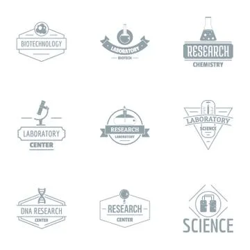 Laboratory study logo set, simple style Stock Illustration
