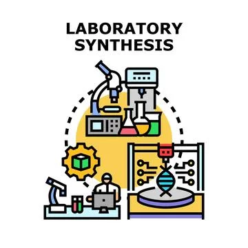 Laboratory synthesis creating genetic material and new compounds Stock Illustration