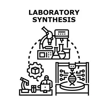 Laboratory synthesis creating genetic material and new compounds Stock Illustration
