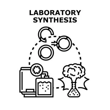 Laboratory synthesis process creating new chemical compounds Stock Illustration