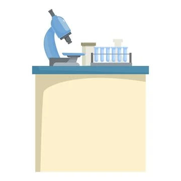 Laboratory table with microscope and test tubes for scientific research イラスト素材