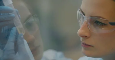 Laboratory Technician Analyzing Sample Stock Footage 318595627
