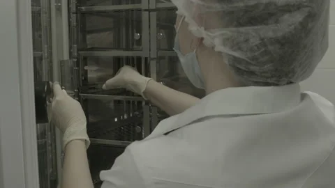 Laboratory Technician Analyzing Samples Under Microscope Lab02 09 Stock-Footage 143160612