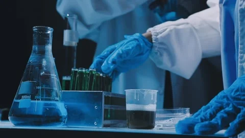 A laboratory technician makes microscopic bacteriological examination with .. Stock Footage 336485782