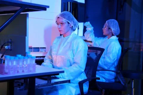 Laboratory Technicians Conducting Experiments in a Chemistry Lab Stock Photos