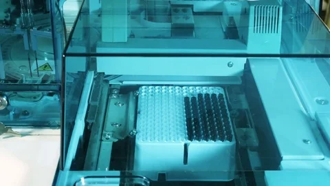 Laboratory test of blood. Blood samples are analyzing by medical equipment. HD Stock-Footage 72390977