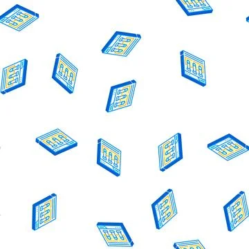 Laboratory test online experiment isometric icon seamless pattern Stock Illustration