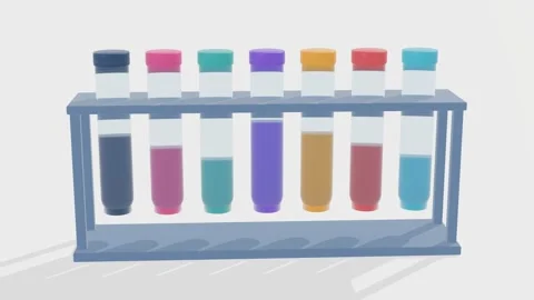 Laboratory test tube rack colourful samples research loop 3D animation seamless Stockbeeldmateriaal 341122135