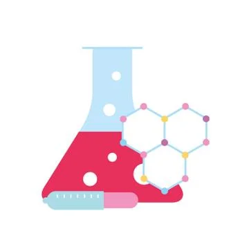Laboratory test tube sample dropper molecule structure 스톡 일러스트