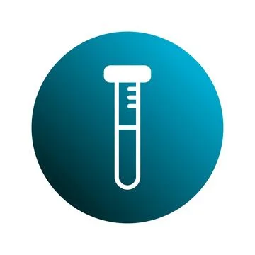 Laboratory test tube vector icon isolated on blue background, medical analy.. Illustrazione stock