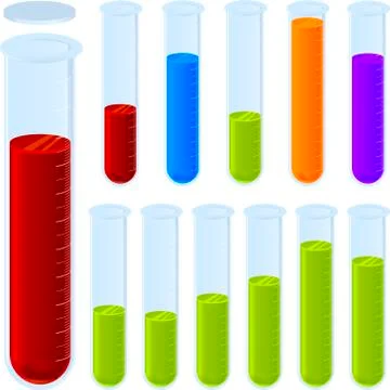Laboratory test tubes in color. Editable chart. Stock Illustration