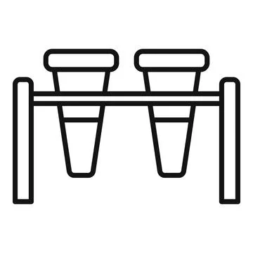 Laboratory test tubes drying on metal stand icon outline 스톡 일러스트