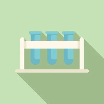Laboratory test tubes holding blue liquid in a test tube rack 스톡 일러스트