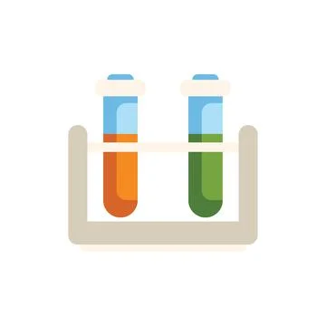 Laboratory test tubes holding liquid samples in a support rack Stockillustratie