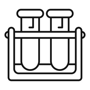 Laboratory test tubes holding rack icon outline style 스톡 일러스트