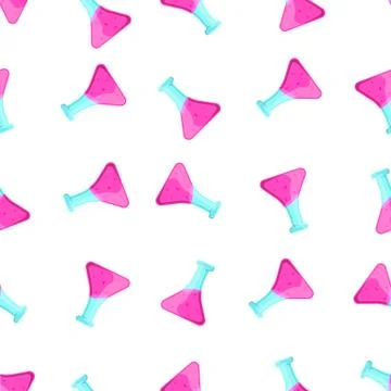 Laboratory test tubes pattern. New beautiful chemical glassware with a substance Illustrazione stock